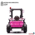Mini Trator Elétrico Infantil Gigante 12v Com Carreta Rosa - BW480RS - 6