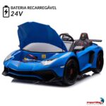 Mini Carro Elétrico Infantil Lamborghini Aventador 24v Azul - BW235AZ - 6