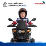 Mini Moto Elétrica Infantil 6v Preta Com Luz Som E Bagageiro - BW533PT - 6