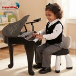 Piano Infantil 42 Teclas Com Banquinho E Microfone Preto - BW495 - 5