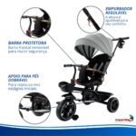 Triciclo Infantil Empurrador Capota 3x1 Cinza Assento 360° - BW552CZ - 7