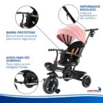 Triciclo Infantil Empurrador C/ Capota 3x1 Rosa Assento 360° - BW552RS - 7