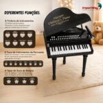 Piano Infantil 42 Teclas Com Banquinho E Microfone Preto - BW495 - 7