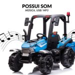 Mini Trator Elétrico Infantil Gigante 12v Com Carreta Azul - BW480AZ - 8