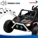 Mini Carro Elétrico Infantil 12v Buggy Preto Com Som E Luzes - BW546PT - 8