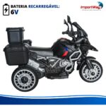 Mini Moto Elétrica Infantil 6v Preta Com Luz Som E Bagageiro - BW533PT - 8