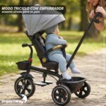 Triciclo Infantil Empurrador Capota 3x1 Cinza Assento 360° - BW552CZ - 8
