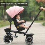 Triciclo Infantil Empurrador C/ Capota 3x1 Rosa Assento 360° - BW552RS - 8
