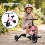 Bicicleta Equilíbrio 5 Em 1 Balance Triciclo Empurrador Rosa - BW312ERS - 8