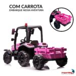Mini Trator Elétrico Infantil Gigante 12v Com Carreta Rosa - BW480RS - 7