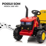 Mini Trator Elétrico Infantil 12v Com Carreta Vermelho - BW540VM - 8
