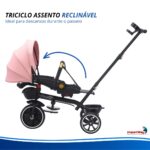 Triciclo Infantil Empurrador C/ Capota 3x1 Rosa Assento 360° - BW552RS - 9