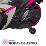 Mini Moto Elétrica Infantil 12v Importway Esportiva Rosa - BW555RS - 10