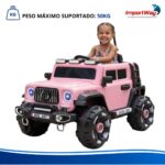 Mini Carro Elétrico Infantil 12v Rosa Com Luz Som Controle - BW545RS - 11
