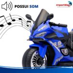 Mini Moto Elétrica Infantil 6v Esportiva Azul Com Luz E Som - BW127RAZ - 11