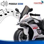 Mini Moto Elétrica Infantil 6v Esportiva Branco C/ Luz E Som - BW127RBR - 11