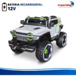 Jipe Elétrico Infantil 12v Com Controle Luz E Música Branco - BW400BR - 11