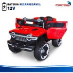 Jipe Elétrico Infantil 12v Com Controle Luz Música Vermelho - BW400VM - 11
