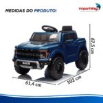 Mini Caminhonete Carro Elétrico 12v Ford F-150 Raptor Azul - BW528AZ - 3