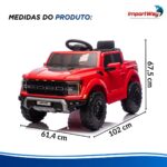 Mini Caminhonete Elétrico 12v Ford F-150 Raptor Vermelho - BW528VM - 3
