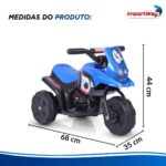 Mini Moto Elétrica Infantil 6v Triciclo Azul Com Som - BW530AZ - 3