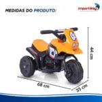 Mini Moto Elétrica Infantil 6v Triciclo Laranja Com Som - BW530LR - 3