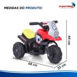 Mini Moto Elétrica Infantil 6v Triciclo Vermelho Com Som - BW530VM - 3