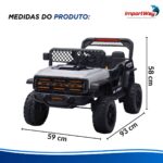 Mini Carro Elétrico Infantil 12v Cinza Com Luz Som Controle - BW544CZ - 3