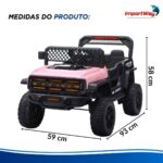 Mini Carro Elétrico Infantil 12v Rosa Com Luz Som Controle - BW544RS - 3