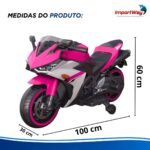 Mini Moto Elétrica Infantil 12v Importway Esportiva Rosa - BW555RS - 3