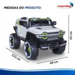Jipe Elétrico Infantil 12v Com Controle Luz E Música Branco - BW400BR - 3