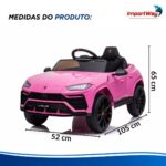 Mini Carro Elétrico Infantil 12v Lamborghini Urus Rosa - BW527RS - 3