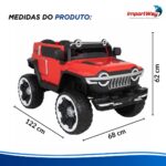 Jipe Elétrico Infantil 12v Com Controle Luz Música Vermelho - BW400VM - 3