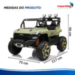 Carro Jipe Elétrico Infantil Controle Pedal Sons 12v Verde - BW277RVD - 3