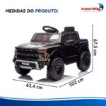 Mini Caminhonete Carro Elétrico 12v Ford F-150 Raptor Preto - BW528PT - 3