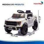 Mini Caminhonete Carro Elétrico 12v Ford F-150 Raptor Branco - BW528BR - 3