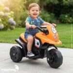 Mini Moto Elétrica Infantil 6v Triciclo Laranja Com Som - BW530LR - 4