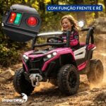 Carrinho Elétrico Utv Infantil 12v Luz Som Importway Rosa - BW535RS - 4
