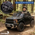Mini Caminhonete Carro Elétrico 12v Ford F-150 Raptor Preto - BW528PT - 4