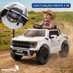 Mini Caminhonete Carro Elétrico 12v Ford F-150 Raptor Branco - BW528BR - 4