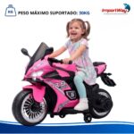 Mini Moto Elétrica Infantil 6v Esportiva Rosa Com Luz E Som - BW127RRS - 5