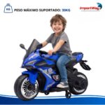 Mini Moto Elétrica Infantil 6v Esportiva Azul Com Luz E Som - BW127RAZ - 5