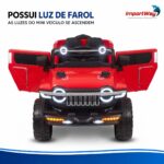 Jipe Elétrico Infantil 12v Com Controle Luz Música Vermelho - BW400VM - 5