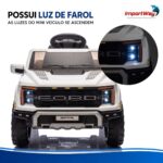 Mini Caminhonete Carro Elétrico 12v Ford F-150 Raptor Branco - BW528BR - 5