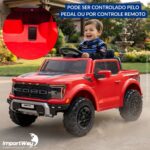 Mini Caminhonete Elétrico 12v Ford F-150 Raptor Vermelho - BW528VM - 6