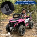 Carrinho Elétrico Utv Infantil 12v Luz Som Importway Rosa - BW535RS - 6
