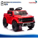Mini Caminhonete Elétrico 12v Ford F-150 Raptor Vermelho - BW528VM - 7