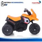 Mini Moto Elétrica Infantil 6v Triciclo Laranja Com Som - BW530LR - 7