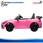 Mini Carro Elétrico Infantil 6v Com Luz Controle Remoto Rosa - BW548RS - 7