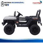 Mini Carro Elétrico Infantil 12v Cinza Com Luz Som Controle - BW544CZ - 7